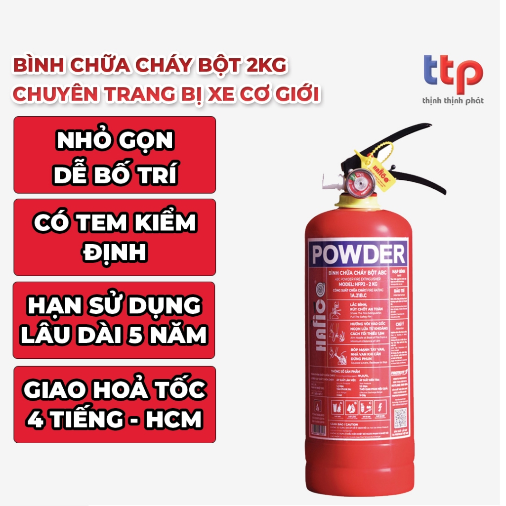 Bình Chữa Cháy Bột ABC 2KG Phù Hợp Trang Bị Phương Tiện Cơ Giới