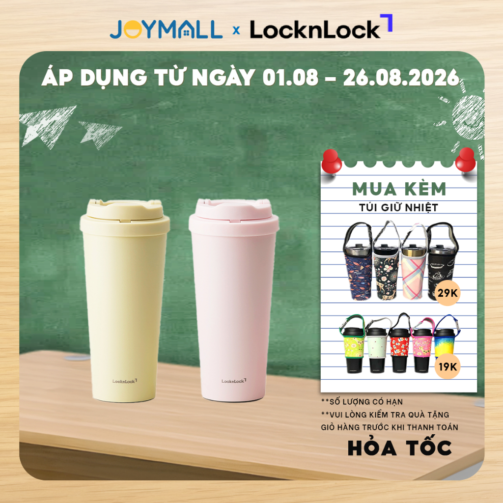 Ly Giữ Nhiệt LocknLock Energetic Tumbler LHC3249YELS01 LHC3249LPIKS01 550ml, Hàng Chính Hãng-JoyMall