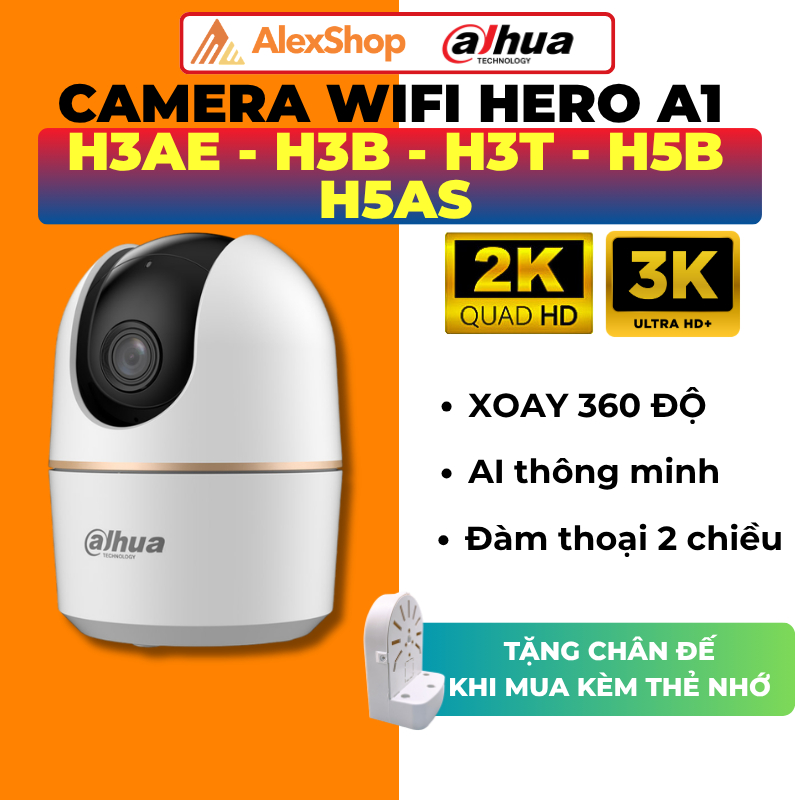 [2026] Camera Dahua H3AE - H3B - H3T - H5B - H5AS, Camera Trong Nhà Xoay 360 Độ, Đàm Thoại 2 Chiều
