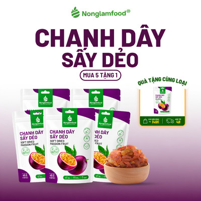 [5 Túi Tặng 1] Combo 5 Túi Chanh Dây Sấy Dẻo 45g NONGLAMFOOD Hàng Loại 1 Chuẩn Xuất Khẩu, Đồ Ăn Vặt