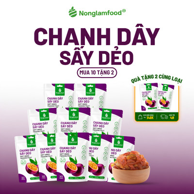 [10 Túi Tặng 2] Combo 10 Túi Chanh Dây Sấy Dẻo NONGLAMFOOD 45g Hàng Loại 1 Chuẩn Xuất Khẩu