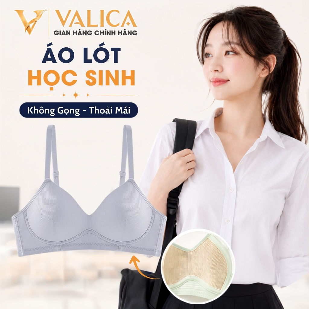 Áo ngực nữ kiểu BASIC không gọng mềm mại - Áo lót nữ sinh cotton gân mút mỏng 0.5cm đi học thoải mái