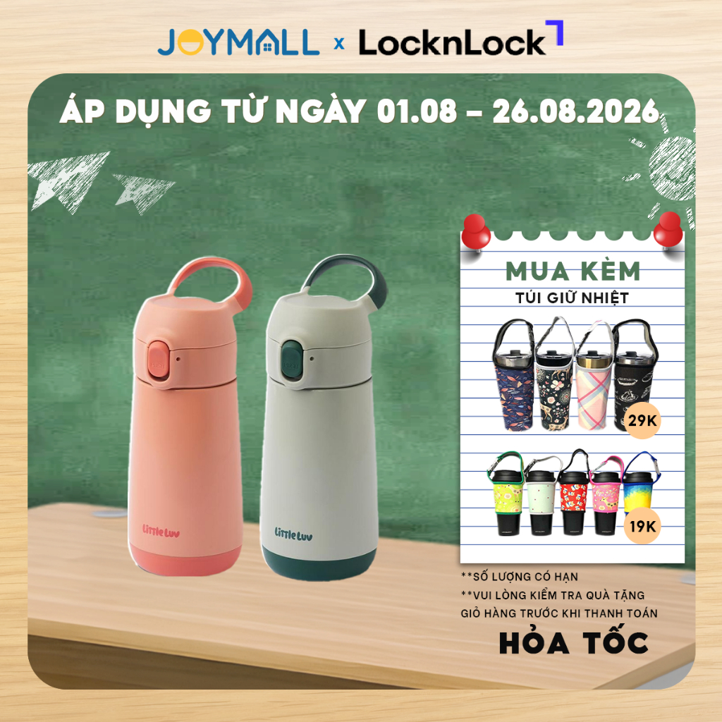 Bình Giữ Nhiệt Trẻ Em LocknLock Little Luv LHC918 380ml, Chính Hãng, Thép Không Gỉ 316L - JoyMall