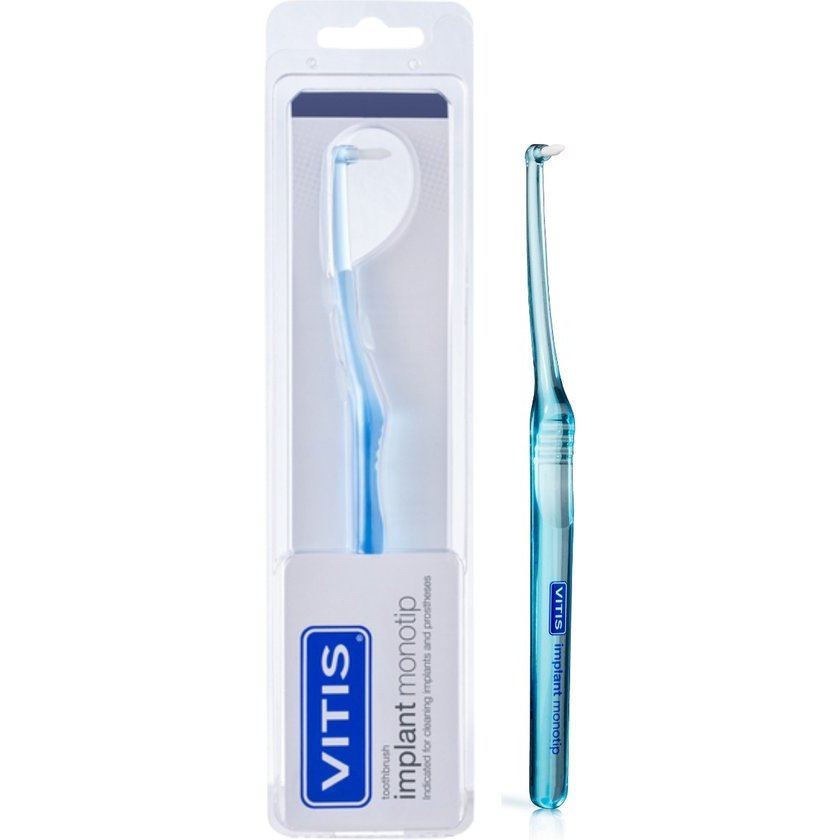 Bàn chải đầu hình vòm chăm sóc răng implant Vitis Implant Monotip Toothbrush
