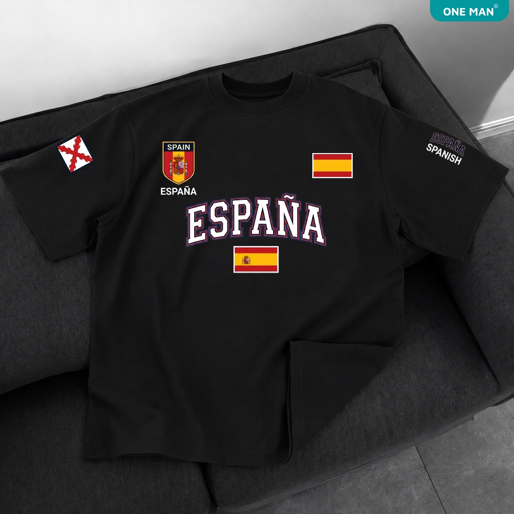 Áo thun cổ tròn ONE MAN cao cấp cotton 100% hình in SPAIN form rộng thoải mái phong cách thể thao đư