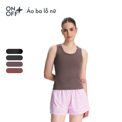 Áo ba lỗ nữ thiết kế tối giản ôm dáng nhẹ, rib modal mềm mịn co giãn tốt, tôn dáng và thoải mái ONOFF 16TA26S647