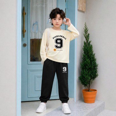 Bộ thu đông bé trai in số 9- Bộ quần áo dài tay cho bé chất thun cotton size từ 15-43kg - Loza Kids BW720