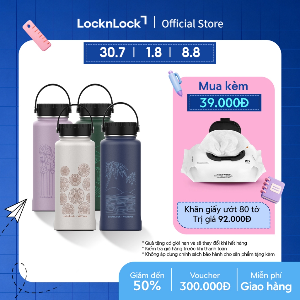 Bình giữ nhiệt Lock&Lock bằng thép không rỉ Riga Tumbler Vietnam Edition 897ml (4 phiên bản) LHC4160