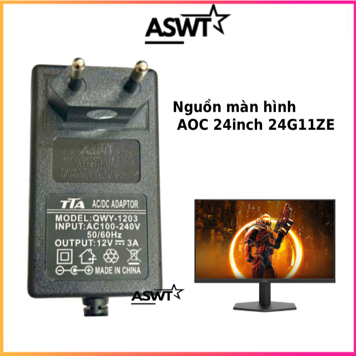 Cục sạc nguồn màn hình AOC 24inch 24G11ZE, nguồn màn hình AOC 24G11ZE - bảo hành 1 năm