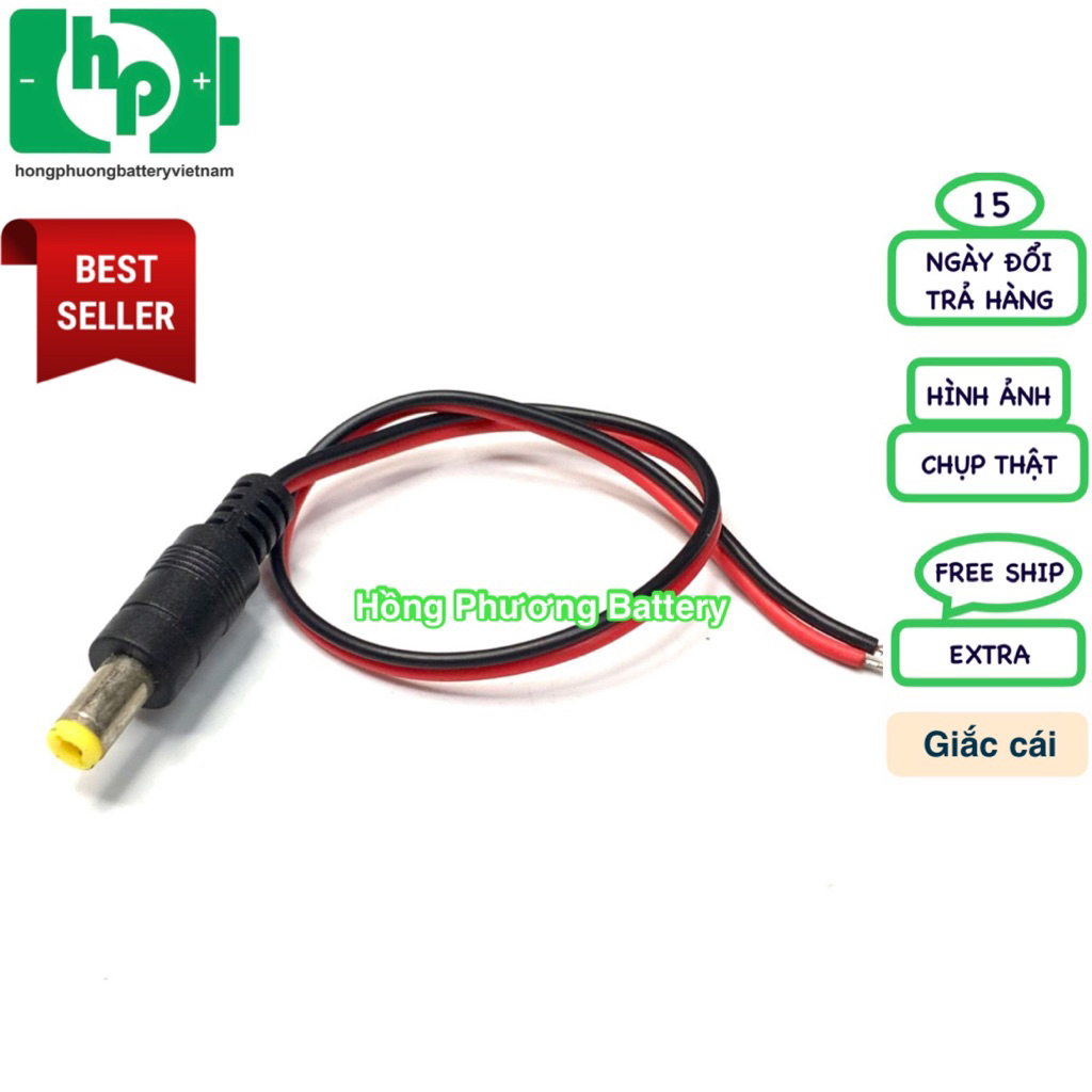 [Có dây] Dây nguồn giắc DC 5.5*2.1mm - cái (Hồng Phương)