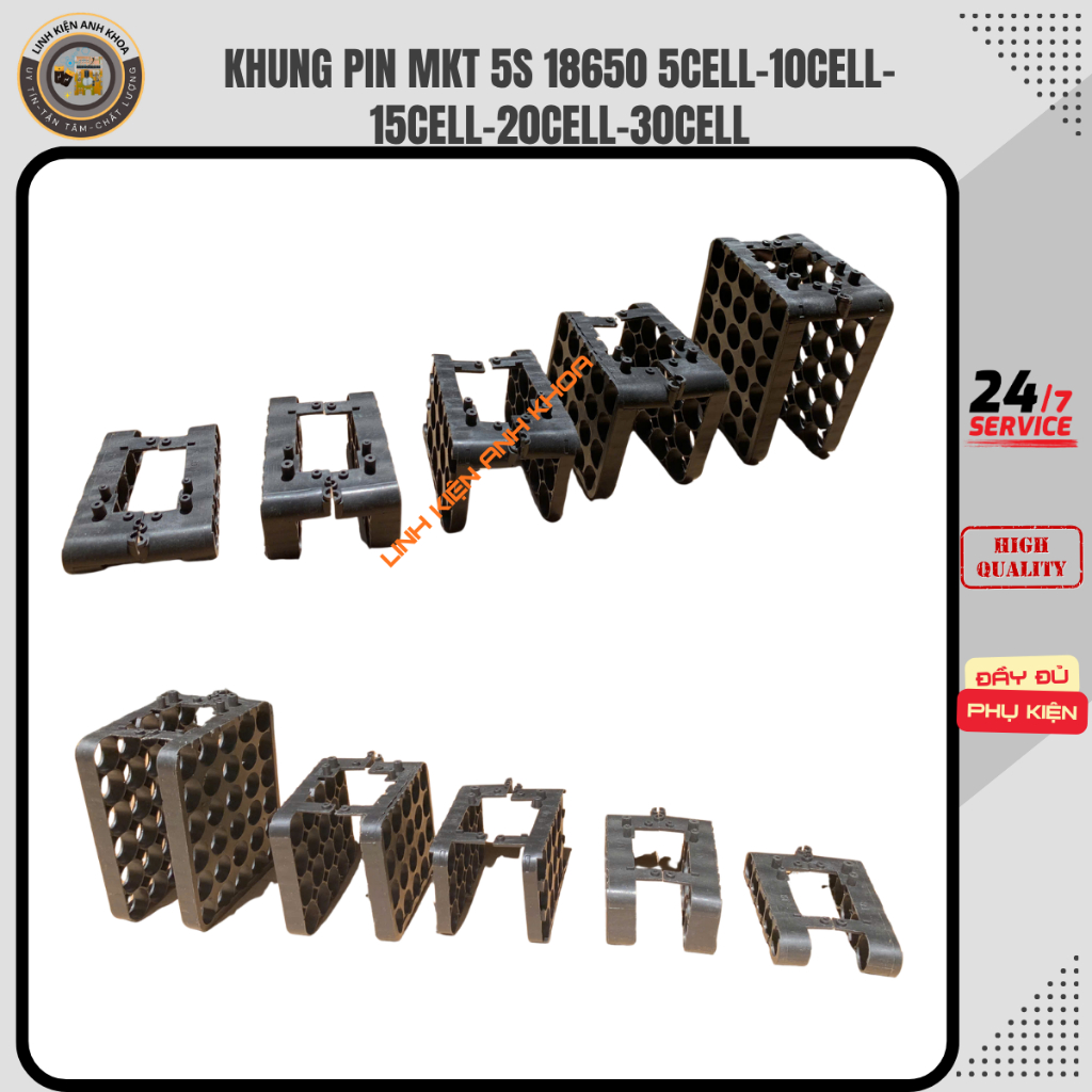 Khung cell 5s mkt pin 18650: 5cell - 10cell - 15cell- 20cell- 30cell (m21/4cm)