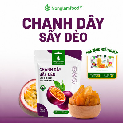 Chanh Dây Sấy Dẻo NONGLAMFOOD Loại 1 Chuẩn Xuất Khẩu Vị Chua Ngọt Tự Nhiên Trái Cây Sấy Túi 300g