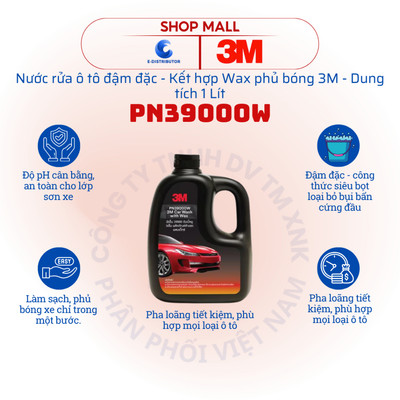 [FBS] Dung dịch rửa xe ô tô chuyên dụng 3M PN39000W - Dung tích 1L - Hàng chính hãng