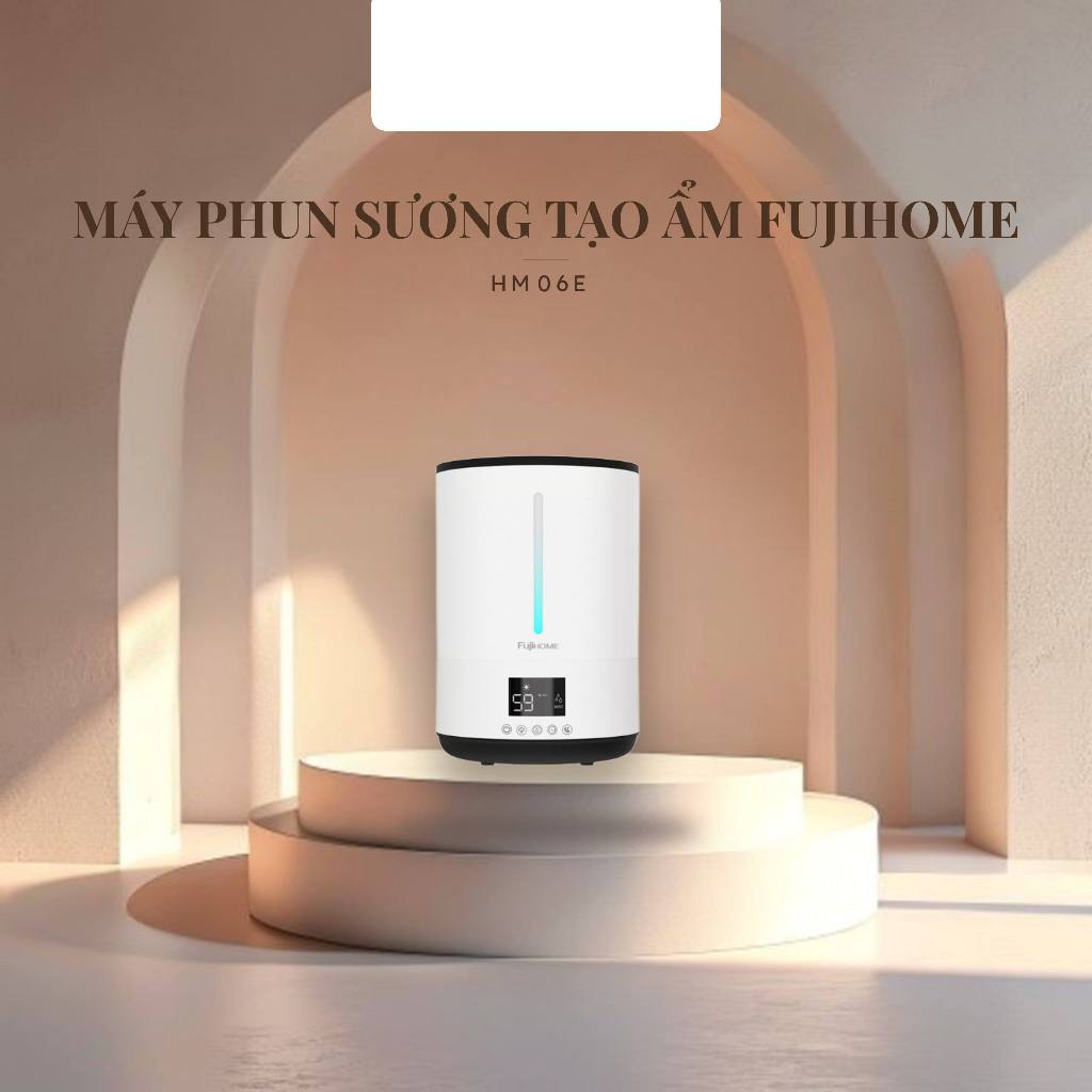 Máy phun sương tạo ẩm Bình nước kháng khuẩn ion bạc HM06E Fujihome Màn hình LED hiển thị Bảo hành 12