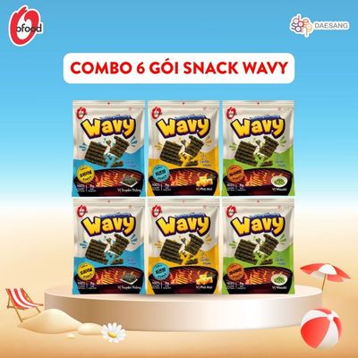 [O'FOOD VN] COMBO 6 GÓI SNACK RONG BIỂN NƯỚNG WAVY O'FOOD 8G – MIX 3 VỊ WASABI, TRUYỀN THỐNG, PHÔ MAI
