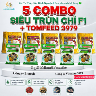 Bộ 5 Combo Siêu Trùn Chỉ F1 + Tomfeed 3979 gây mồi cấp tốc, tạo trùn chỉ, ốc gạo thức ăn tự nhiên cho ao nuôi