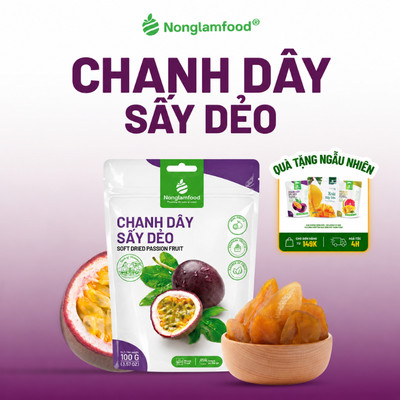 Chanh Dây Sấy Dẻo NONGLAMFOOD Loại 1 Chuẩn Xuất Khẩu Vị Chua Ngọt Tự Nhiên Ăn Vặt Túi 100g