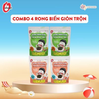 [O'FOOD VN] COMBO 4 GÓI RONG BIỂN GIÒN TRỘN GIA VỊ O'FOOD – 2 VỊ, RONG BIỂN ĂN VẶT ĂN LIỀN