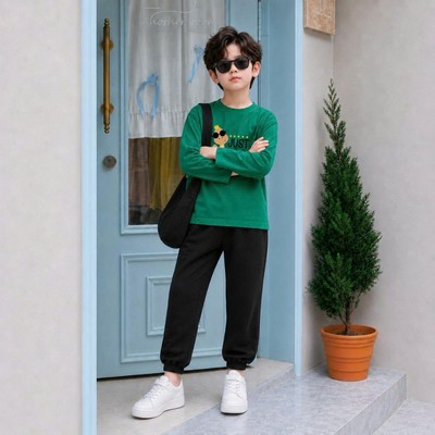 Bộ thu đông bé trai in Just Cool- Bộ quần áo dài tay cho bé trai cân nặng từ 15-43kg - Loza Kids BW722