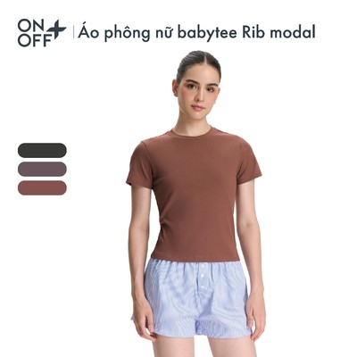 Áo phông nữ baby tee Rib modal ôm vừa, mềm mịn, co giãn 4 chiều, giữ phom ổn định ONOFF - 16TS26S661