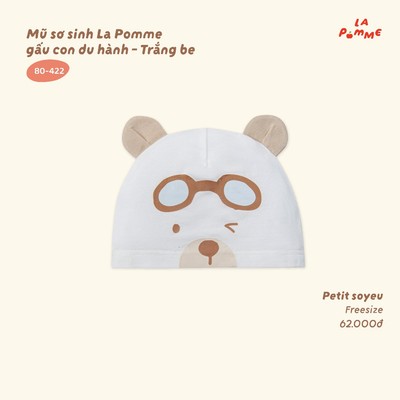 Mũ sơ sinh La Pomme gấu con du hành - Sợi Petit Soyeu thoáng mát - Bé trai - Freesize