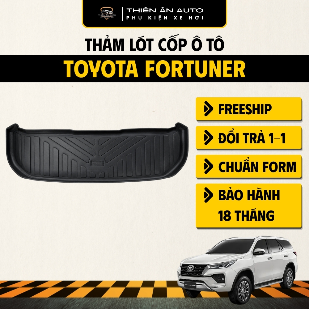 Lót Cốp Xe Toyota Fortuner, Thảm Lót Cốp Nhựa TPE Không Mùi, Chống Thấm Bảo Vệ Cốp Khỏi Trầy Xước, T