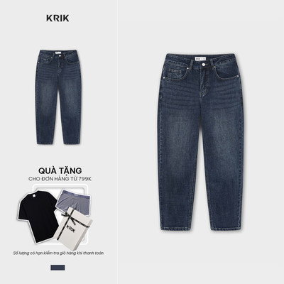 Quần Jean Nam KRIK Form Slim Formal Chất Cotton Thoáng Khí Thiết Kế Wash Nam Tính QJ6283