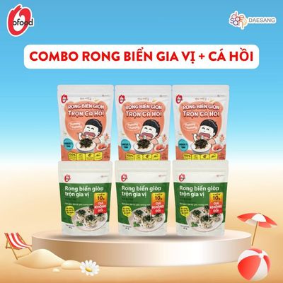 [O'FOOD VN] COMBO 6 GÓI RONG BIỂN GIÒN TRỘN O'FOOD – MIX 2 VỊ: RONG CÁ HỒI & RONG GIA VỊ