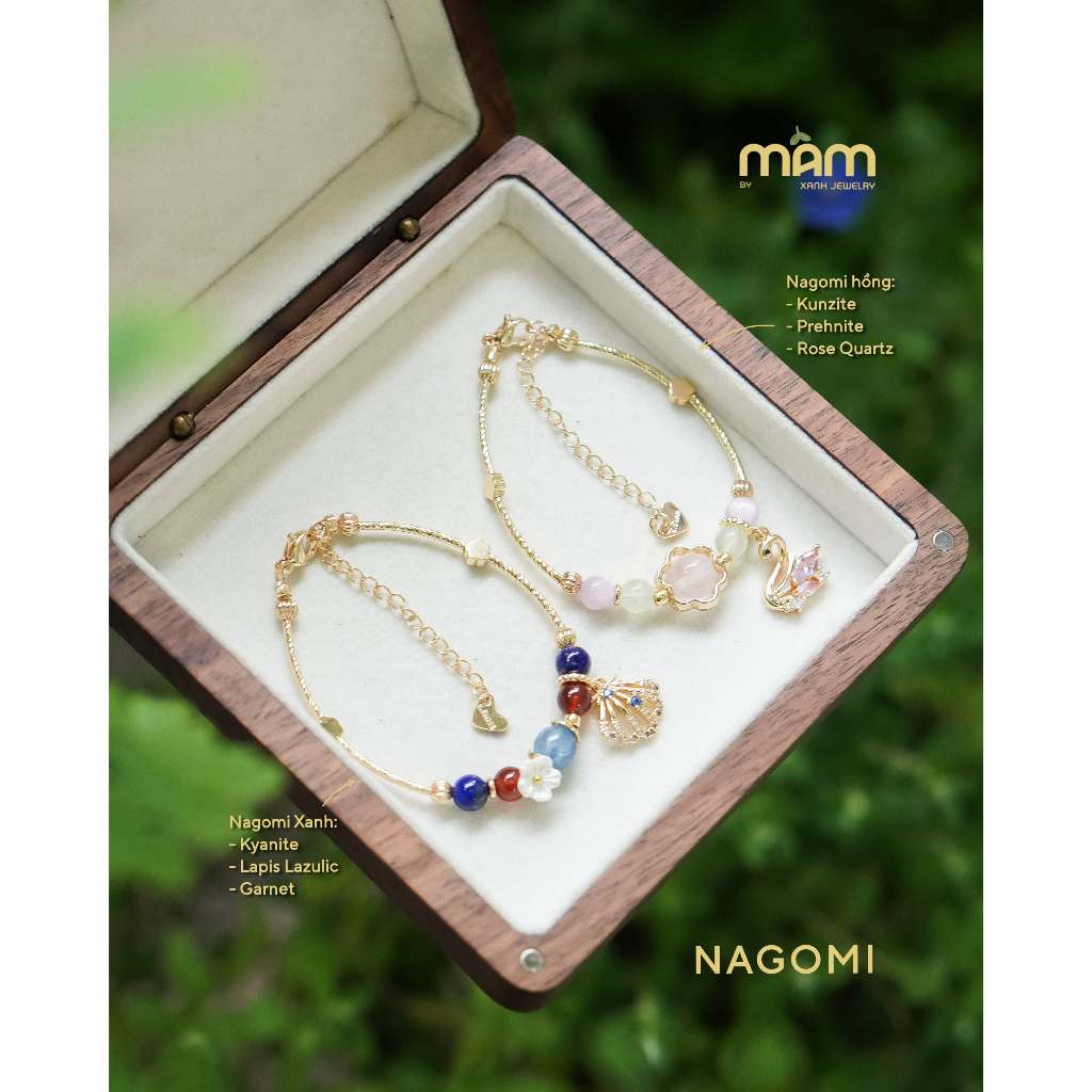 Vòng tay Nagomi đá thiên nhiên tình duyên may mắn tài lộc mix charm hợp kim - Mầm by Xanh