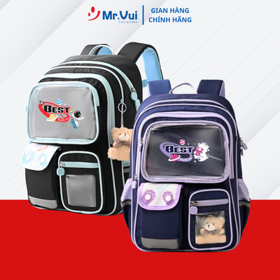 Balo học sinh Mr Vui BLH 1074, cặp gấu bông học sinh lớp 1, tiểu học cho bé trai, bé gái