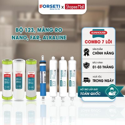 Combo 7 Lõi Lọc Nước Sunhouse Chính Hãng - Bộ Lõi 123 RO Nano Far Alkaline