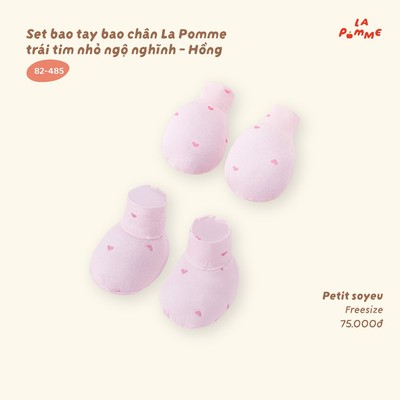 Set bao tay bao chân La Pomme trái tim nhỏ ngộ nghĩnh -  Sợi Petit Soyeu thoáng mát - Bé gái - Freesize