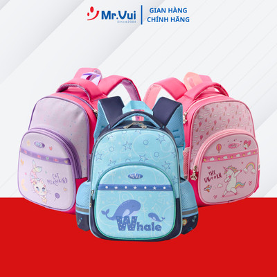Balo Mầm Non Mr.Vui BLH 857 Balo Đi Học Cho Bé Trai Bé Gái, Hình In Dễ Thương, Vải Cao Cấp