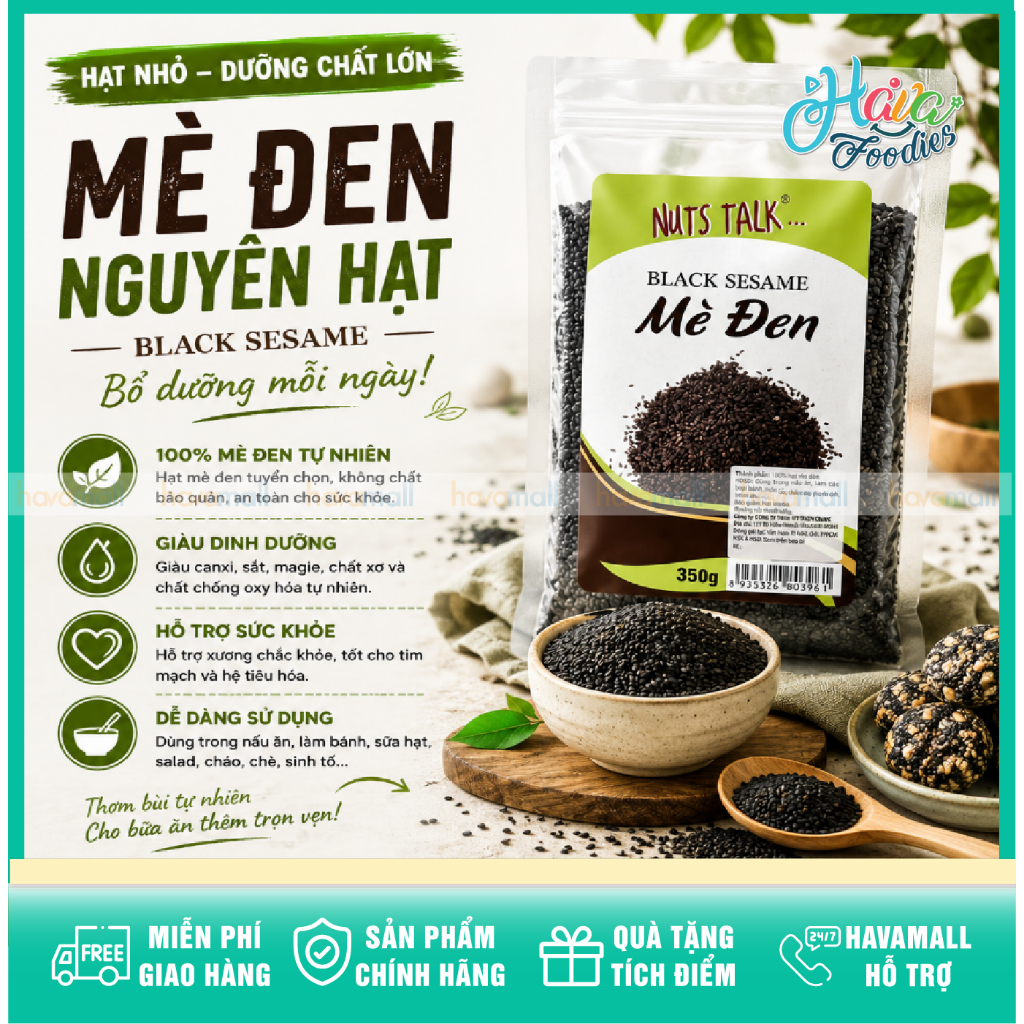 Mè Đen Nuts Talk Việt Nam Túi 350g – Nuts Talk Black Sesame 350g