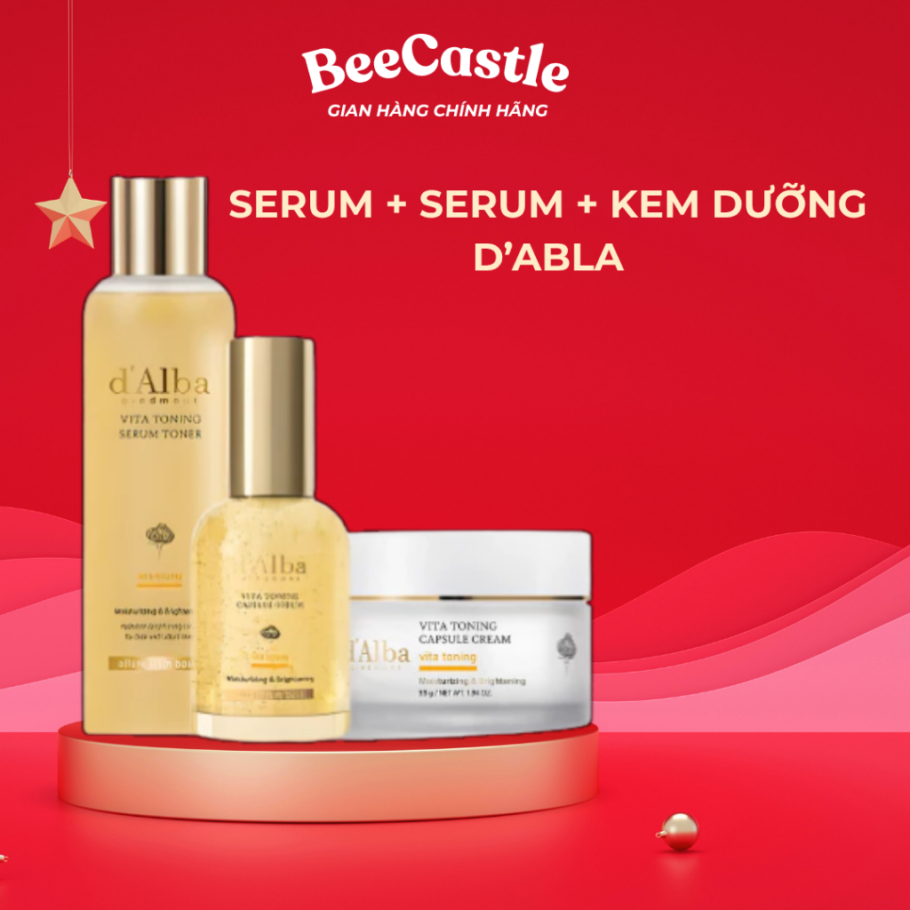 Combo Hỗ Trợ Làm Sáng Đều Màu Nâng Tone Mờ Thâm Sạm Căng Bóng ( toner. dalba + Serum Dalba + Kem dal