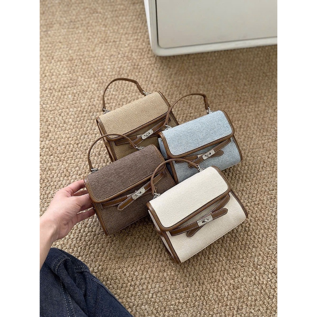 MEILETI - Túi Dáng Hộp Gài có nắp size mini 22cm cực xinh