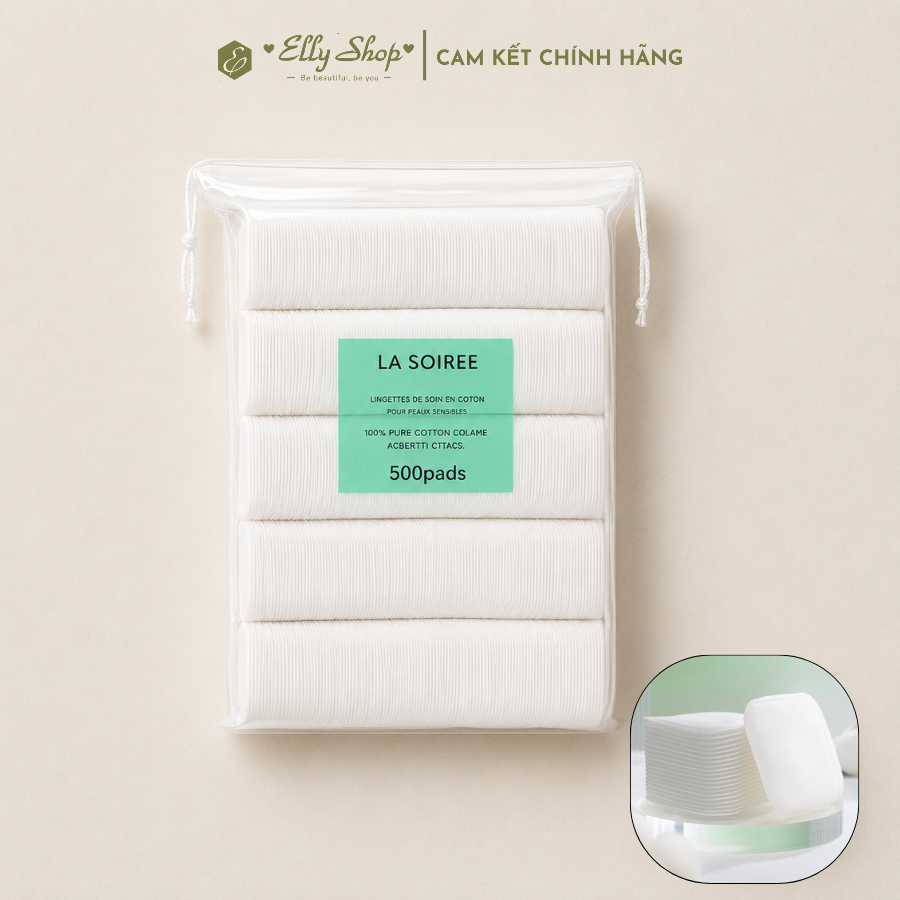 [500 PCS] Bông tẩy trang La Soiree - Bông Cotton Tự Nhiên - Ellyshop176