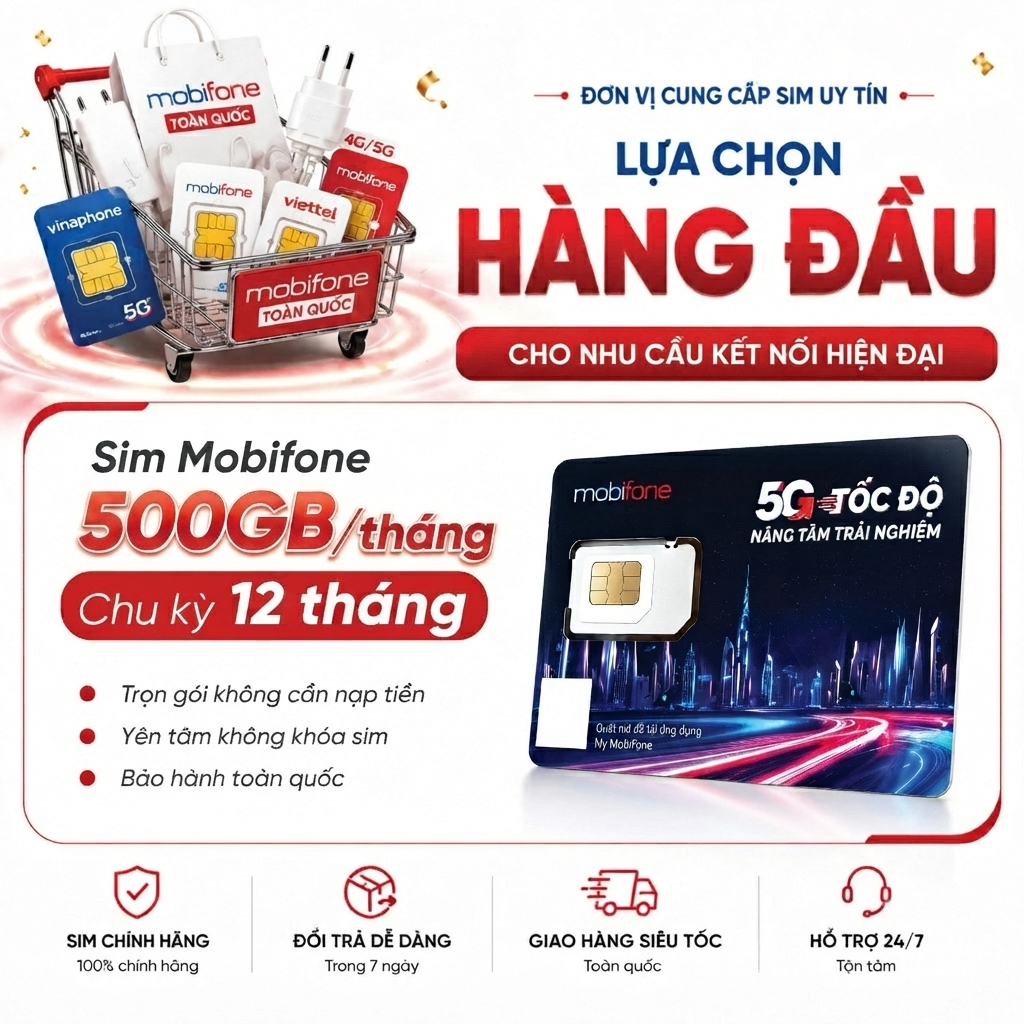 ⚡[SIM GIÁ RẺ] Sim Data Mobifone trọn gói 12 tháng 12MDT150, MDT50, 12FHCM 1000GB/tháng, 500GB/Tháng 