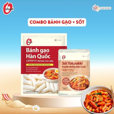[O'FOOD VN] COMBO BÁNH GẠO HÀN QUỐC O'FOOD 350G + SỐT TOKBOKKI O'FOOD 120G – NGUYÊN LIỆU LÀM TOKBOKKI TIỆN LỢI