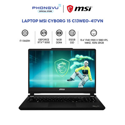 Laptop Gaming MSI Cyborg 15 C13WEO-417VN (i7-13620H/ GeForce RTX™ 5050/ 16GB/ 512GB/ Windows 11 Home) - BH 24 Tháng