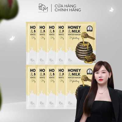 Combo 10 miếng mặt nạ B.O.M Honey & Milk Hydrating Water Mask Mặt Nạ Cấp Ẩm 25g - 8809721243114