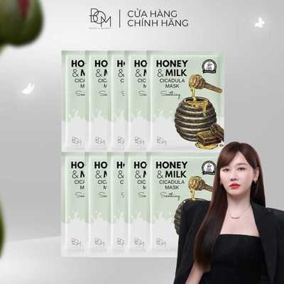 Combo 10 miếng mặt nạ B.O.M Honey & Milk Soothing Cicadula Mask Mặt Nạ Làm Dịu và Dưỡng Da Mềm Mại 25g