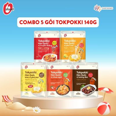 [O'FOOD VN] COMBO 5 GÓI TOKBOKKI O'FOOD 140G – ĐỦ 5 VỊ, BÁNH GẠO HÀN QUỐC, TIỆN LỢI