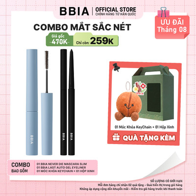 COMBO Mắt Sắc Nét: 01 Mascara tơi mi, không lem BBIA Never Die Slim + 1 Kẻ mắt chống nước BBIA Last Auto Gel Eyeliner
