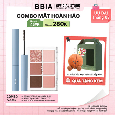 COMBO BBIA Mắt Hoàn Hảo: 1 Mascara tơi mi,không lem BBIA Never Die Slim + 1 Bảng phấn mắt 6 ô Ready To Wear Eye  Palette