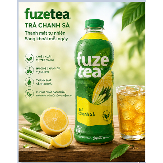 TRÀ BÍ ĐAO CHANH SẢ FUZE TEA 1L – THANH MÁT TỰ NHIÊN, NGON MỖI NGÀY