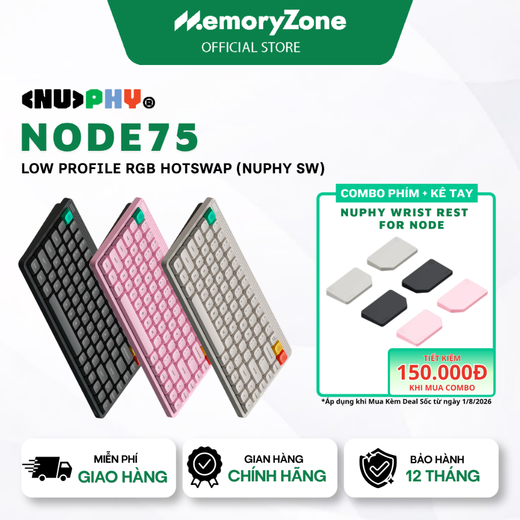 [CHÍNH HÃNG] Bàn phím cơ không dây NuPhy Node75 Low Profile RGB Hotswap (Nuphy Sw) - Bảo hành 12 thá