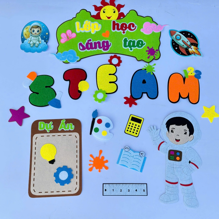 Góc chữ Steam trang trí lớp học - Mần non Thu