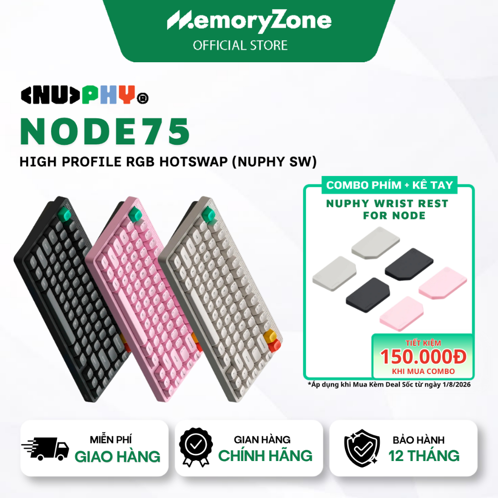 [CHÍNH HÃNG] Bàn phím cơ không dây NuPhy Node75 High Profile RGB Hotswap (Nuphy Sw) - Bảo hành 12 th