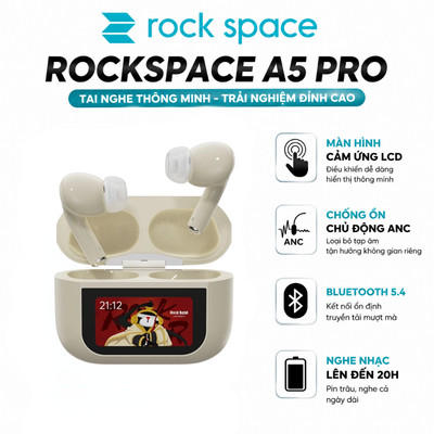 Tai nghe bluetooth chính hãng Rockspace A5 pro true wireless ko dây chống ồn chủ động ANC Bh 1 năm